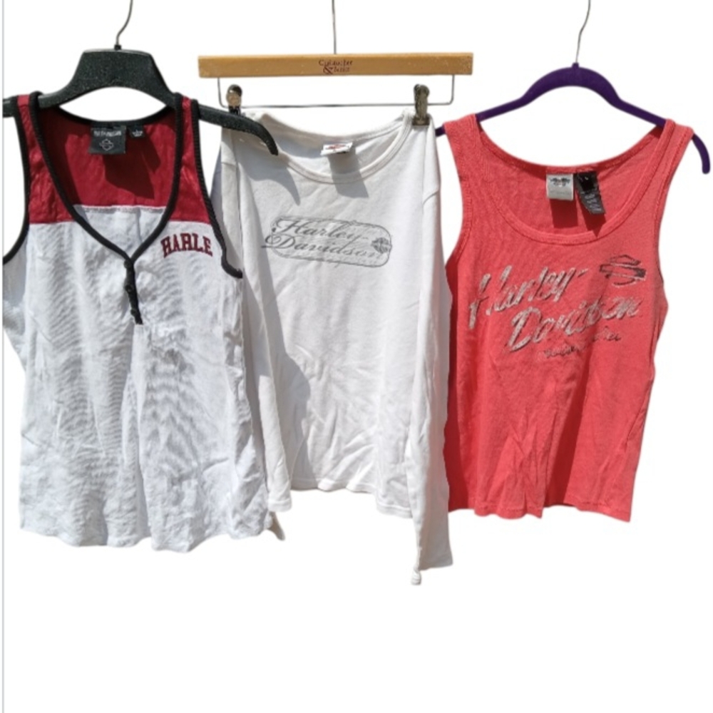 Harley-Davidson White & Coral Women's Tank and Long Sleeve Bundle Size L